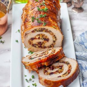 Bacon, Apple and Caramelized Onion Stuffed Pork Loin for Wednesday