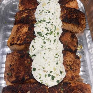 Lightly Blackened Salmon with a Roasted Garlic Butter