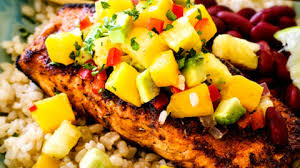 Lightly Blackened Salmon with a Mango Pineapple Salsa