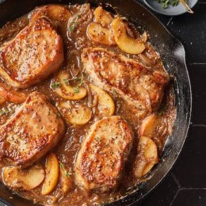 Pan Seared Pork Chops with an Apple Butter Glaze