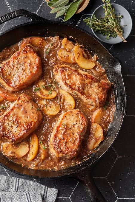 Pan Seared Pork Chops with an Apple Butter Glaze